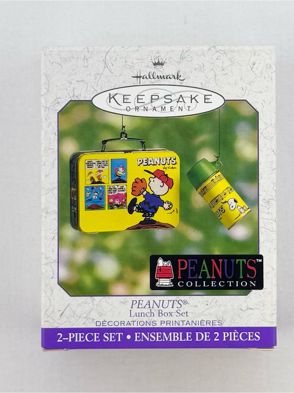 Hallmark Peanuts Lunch Box Set Christmas Ornaments 2 Piece Set